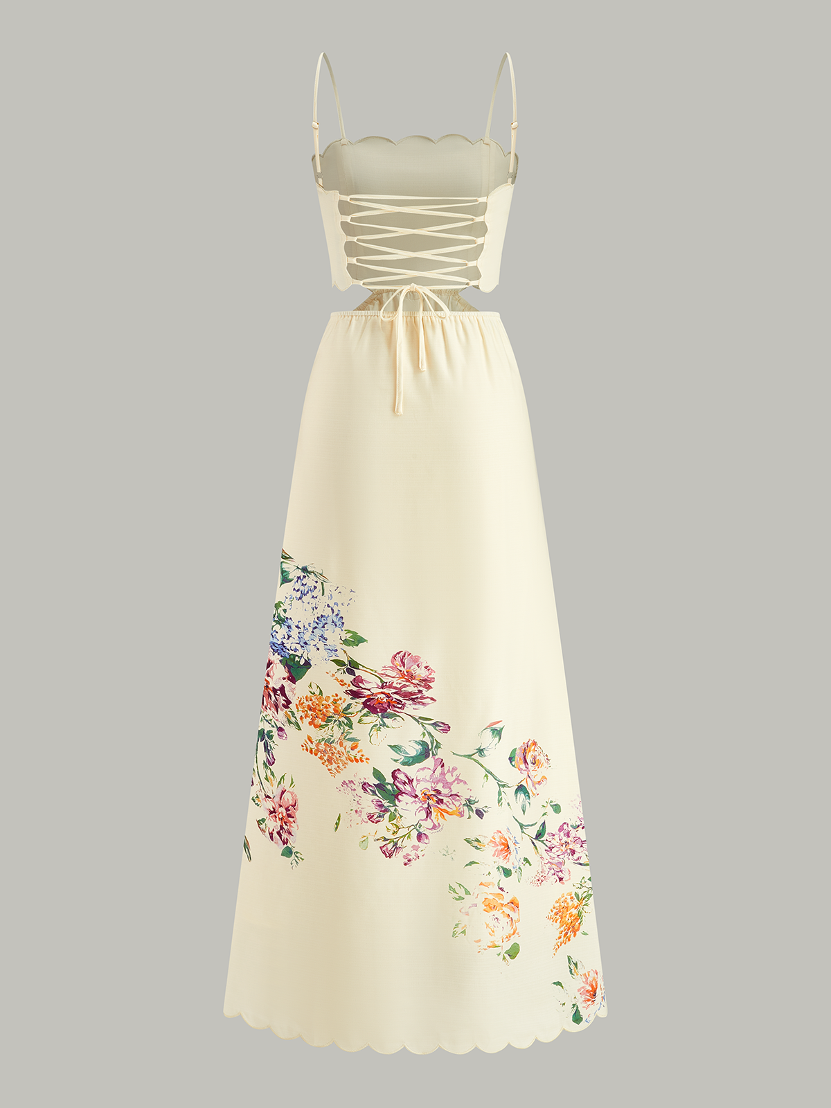 Robe sans manches à imprimé floral et lacets dans le dos