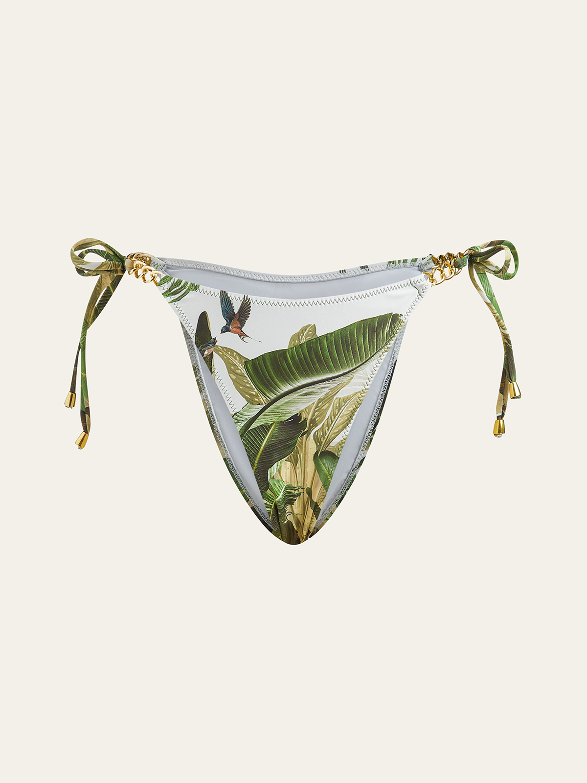 Bikinihose mit Print und seitlichen Bindebändern.