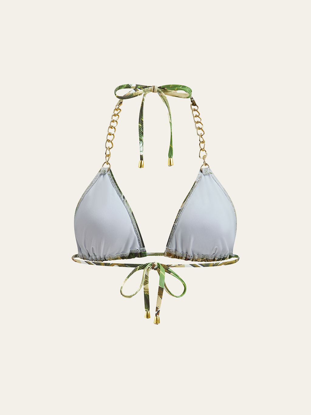 Haut de maillot de bain triangle à bretelles chaînes imprimé