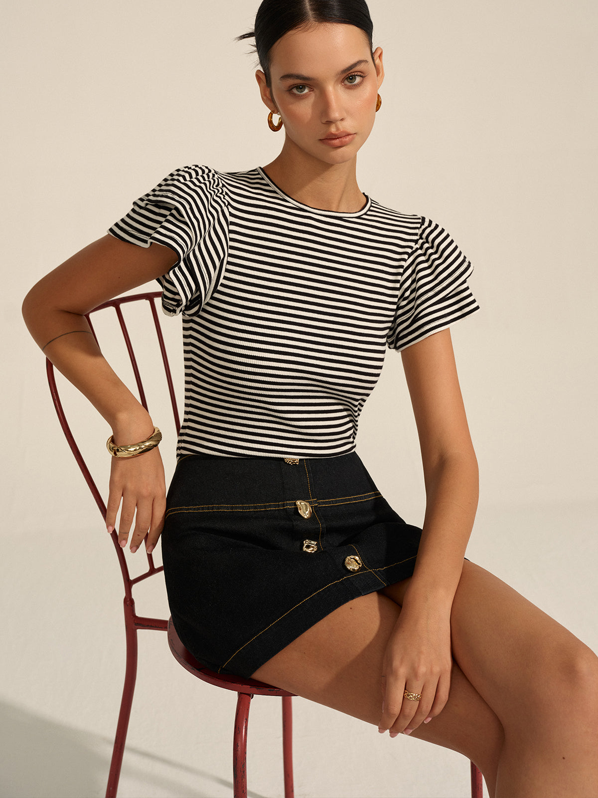 Striped Ribbed Top