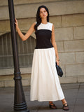 Robe longue sans manches color block