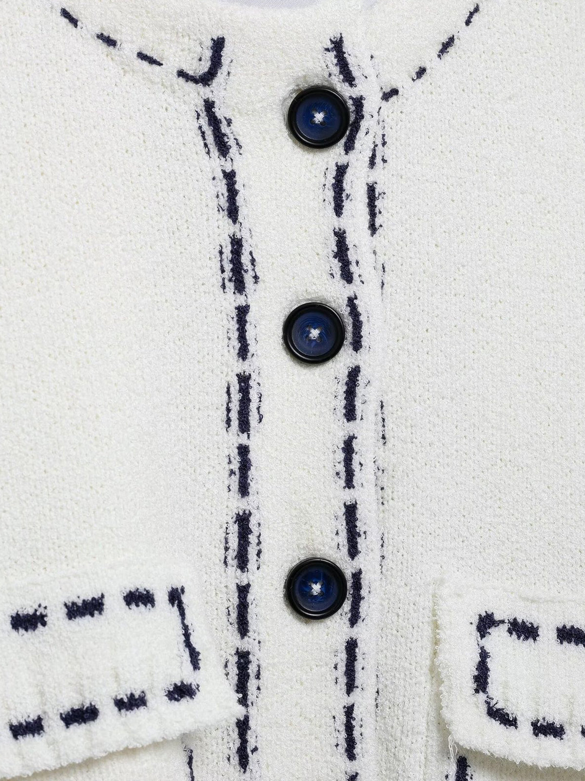 Short-Sleeved Cropped Cardigan with Contrast Stitching