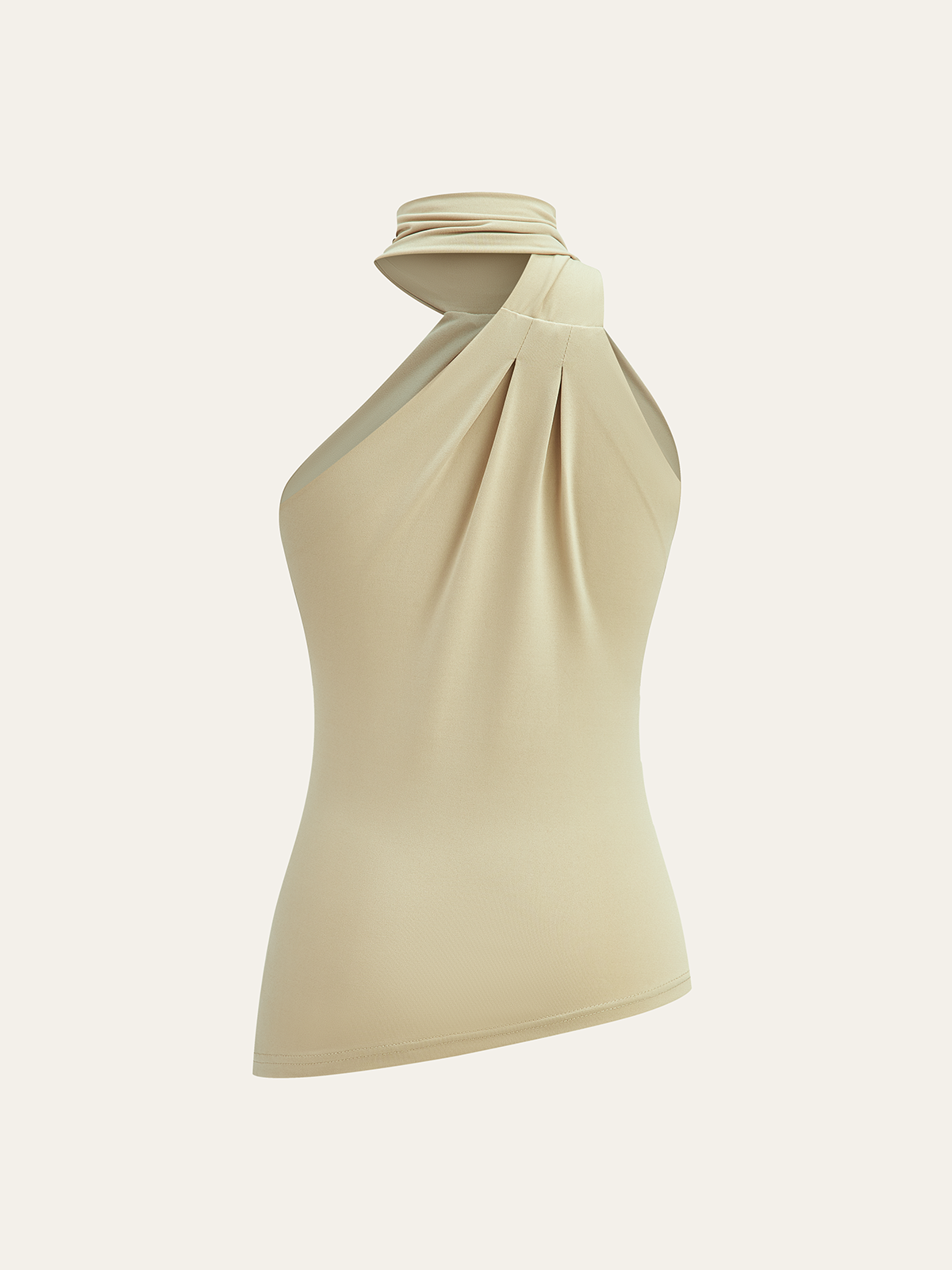 Haut asymétrique à col halter froncé 