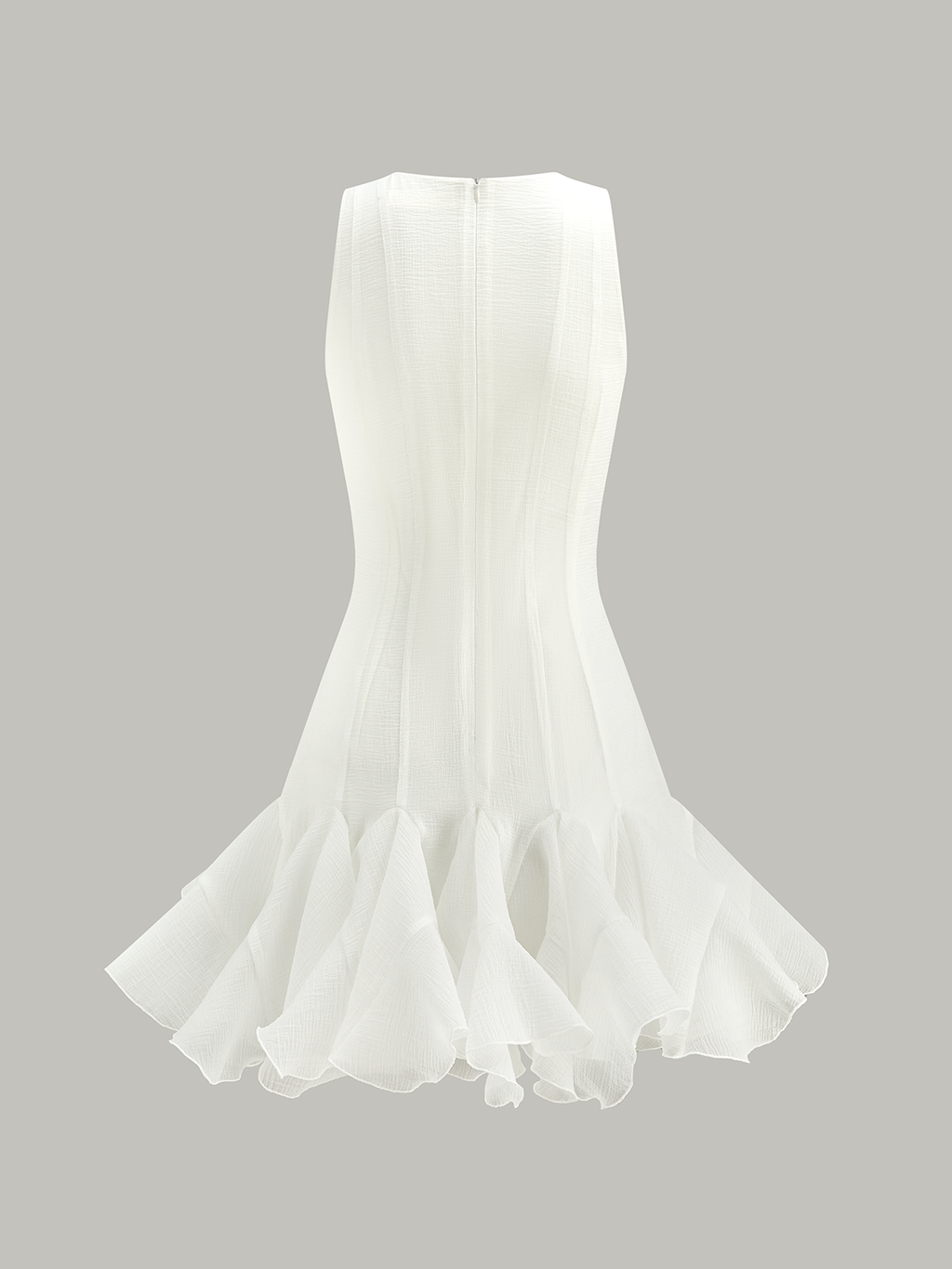 Halbtransparenz Mini-Kleid mit Rüschensaum