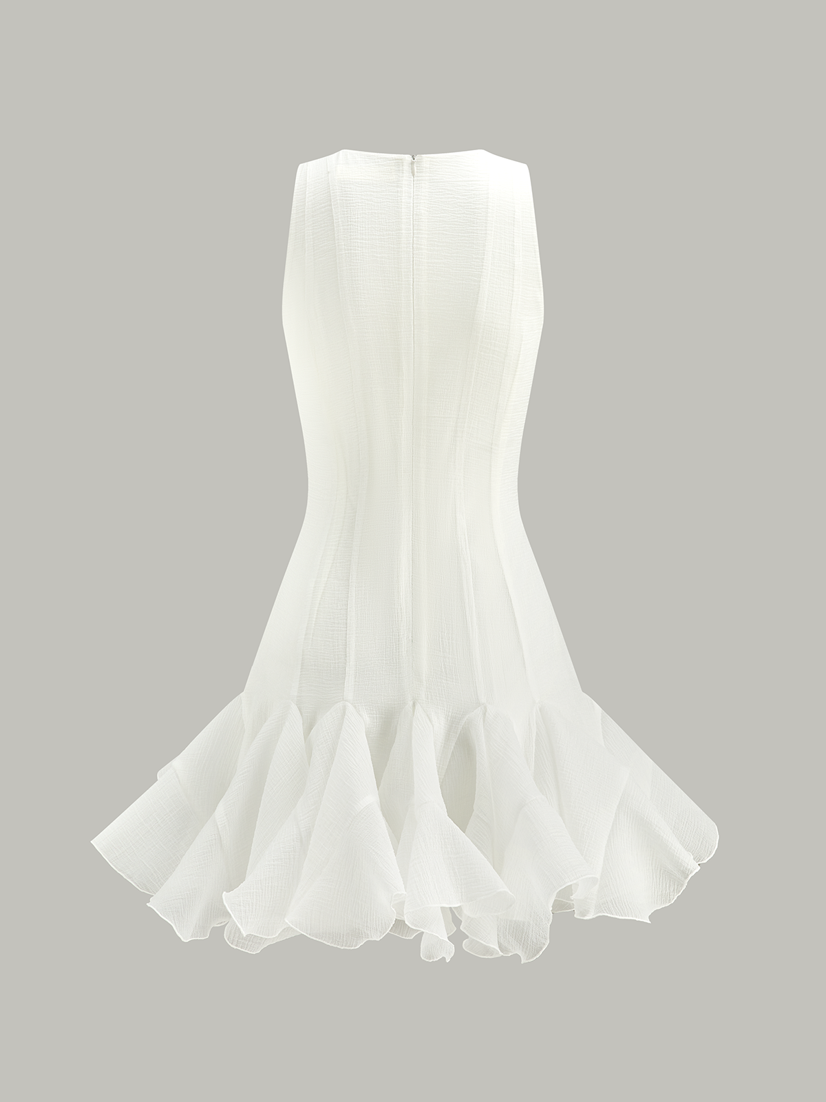 Semi-Sheer Ruffled Hem Mini Dress