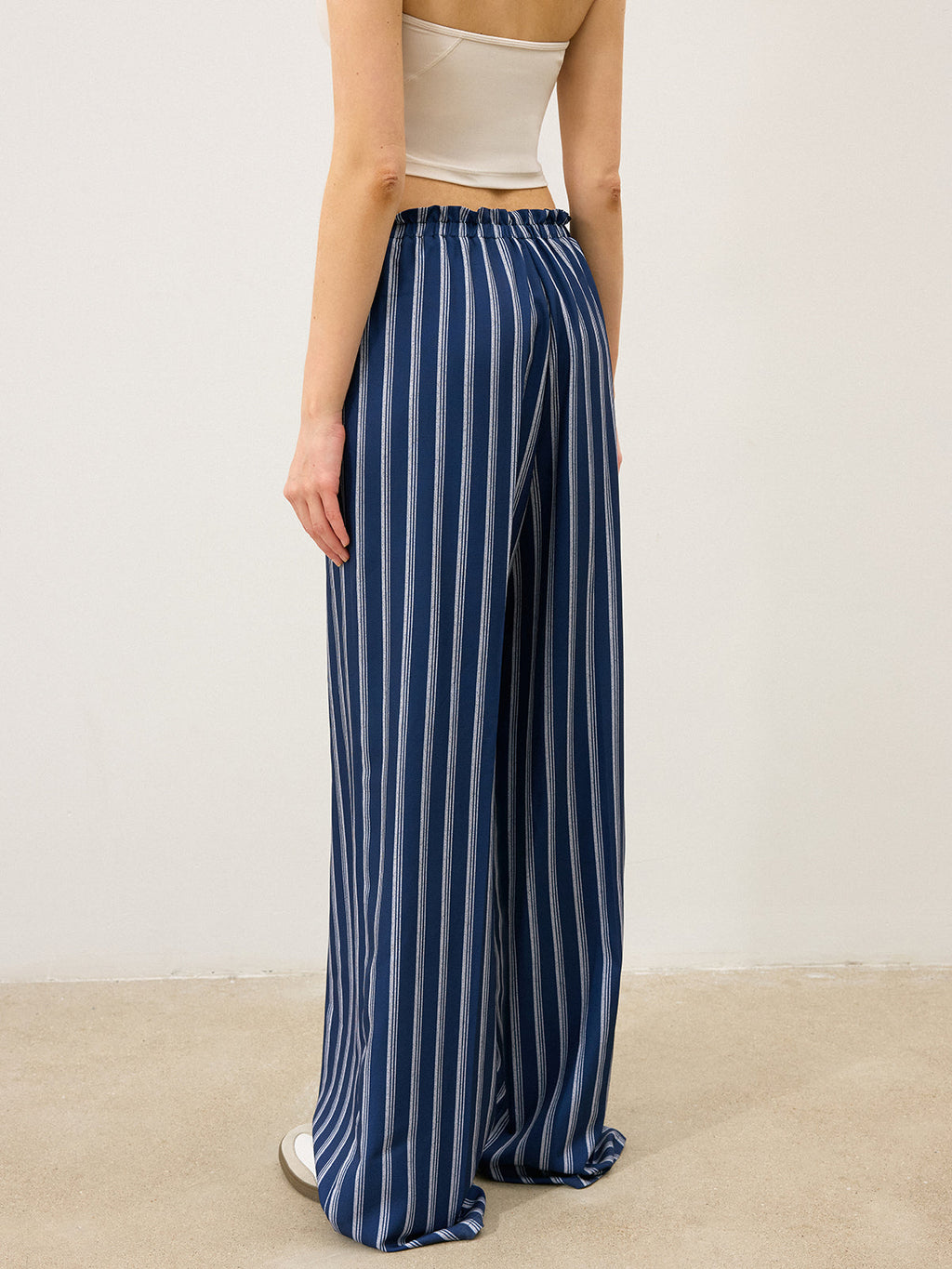 Pantalon ample à rayures avec cordon de serrage