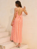 Gestreiftes rückenfreies Maxikleid