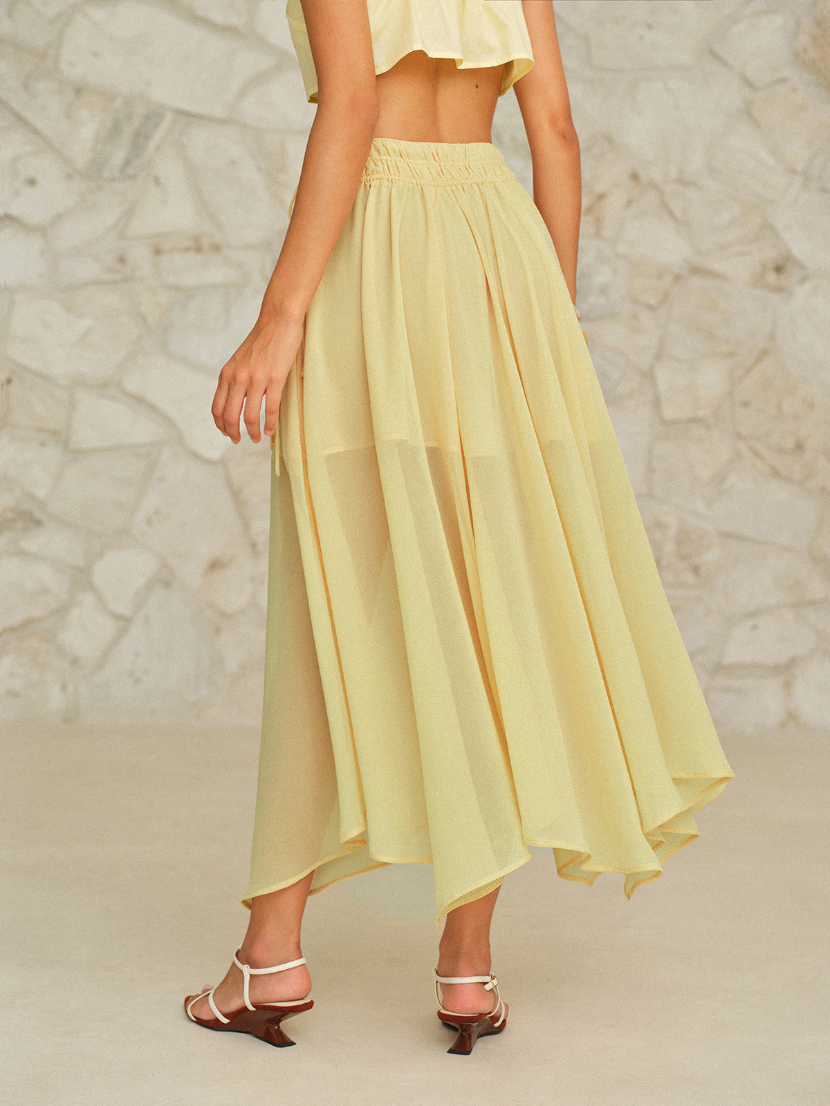 Drawstring Waist Maxi Skirt