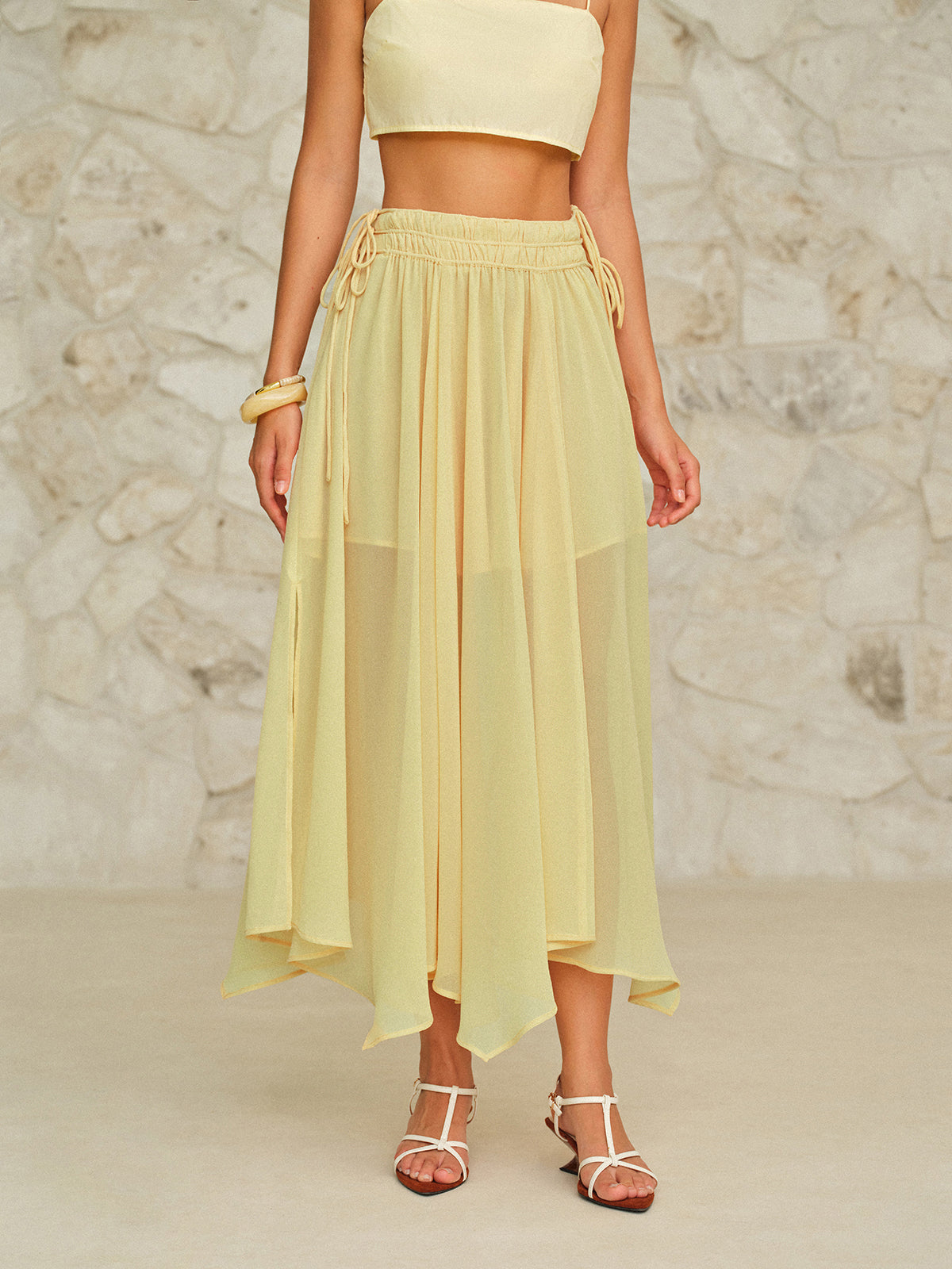 Drawstring Waist Maxi Skirt