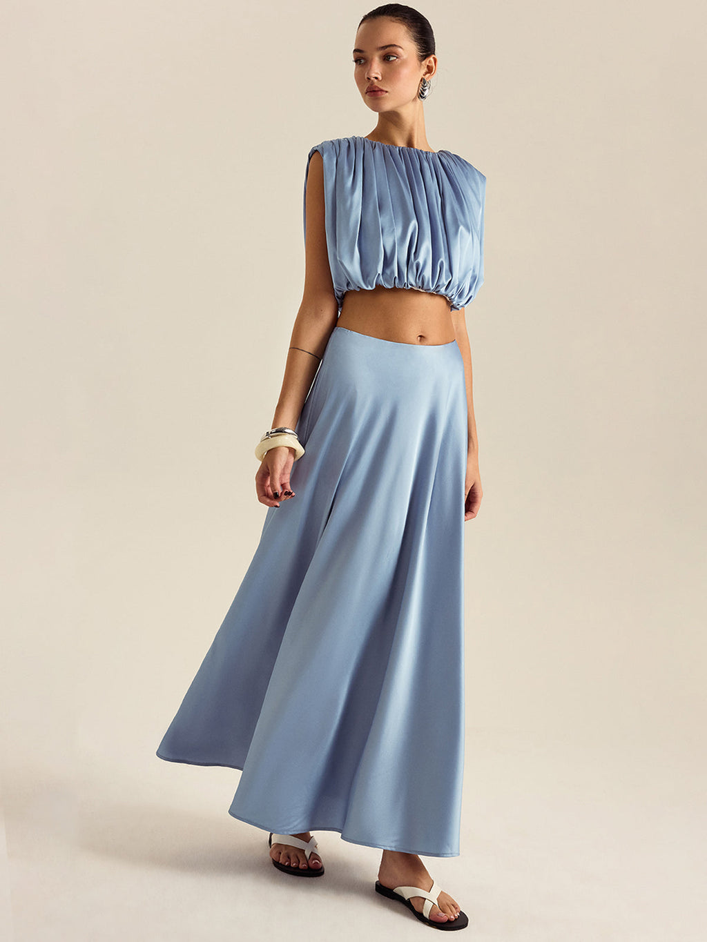 Ensemble jupe et crop top froncé