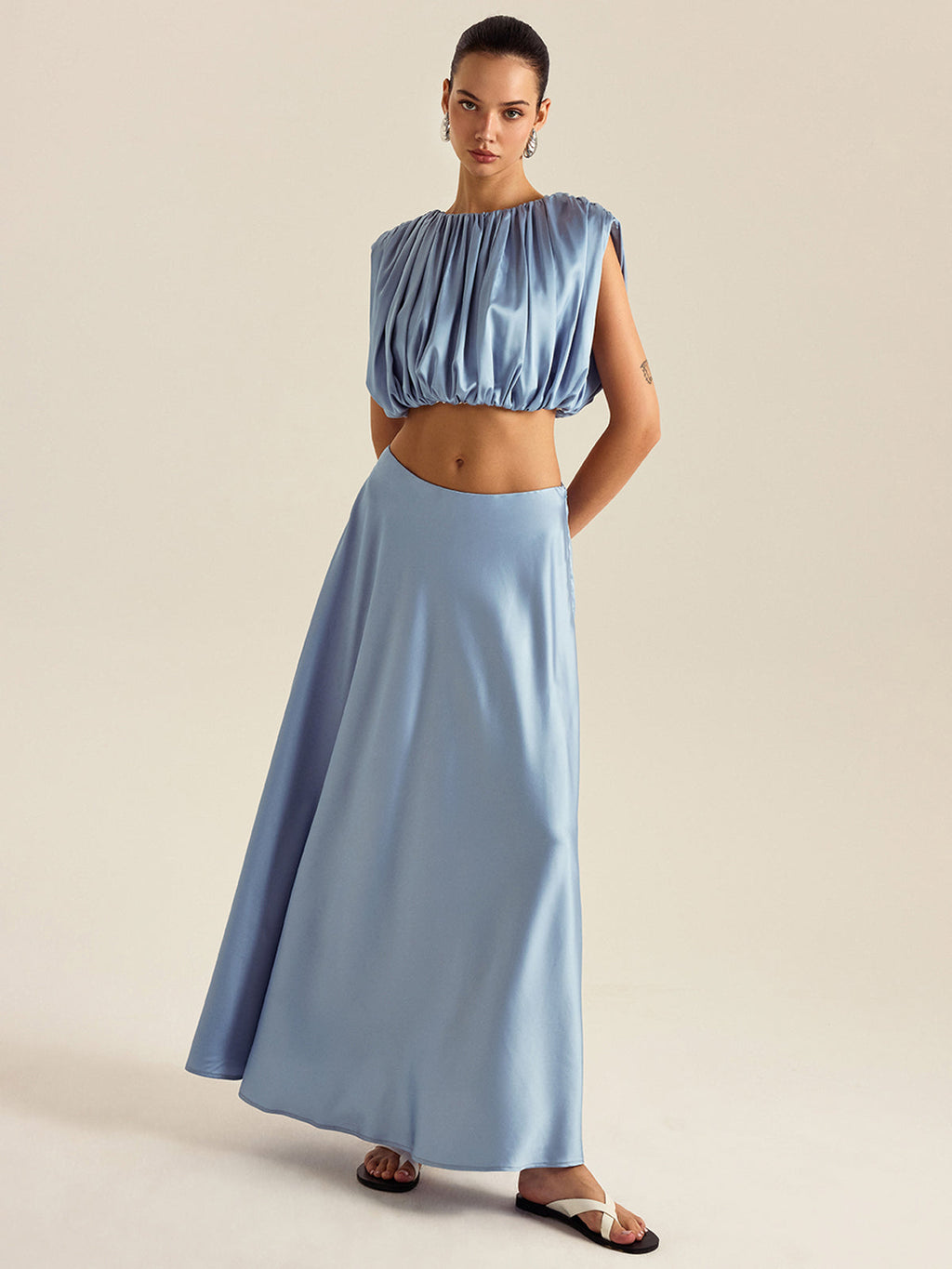 Ensemble jupe et crop top froncé