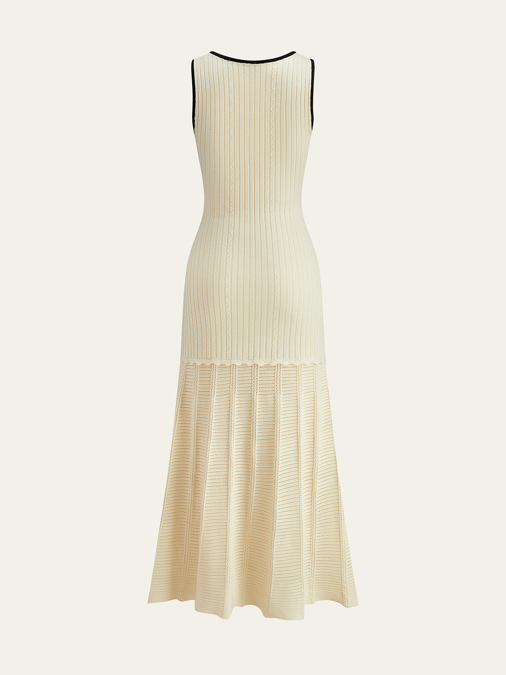 Strick-Midikleid mit Kontrastbesatz und Taschen