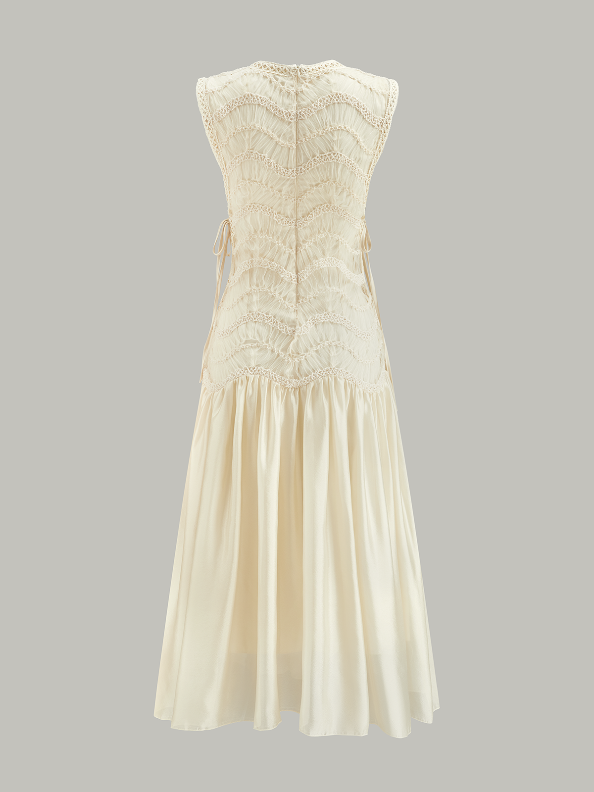 Semi-Sheer Textured Fabric Panel Tulle Dress