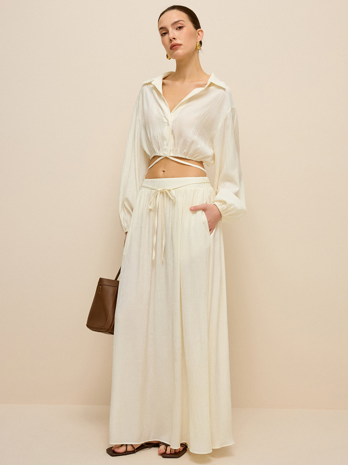 Oversized-Maxirock mit Struktur und Taschen 