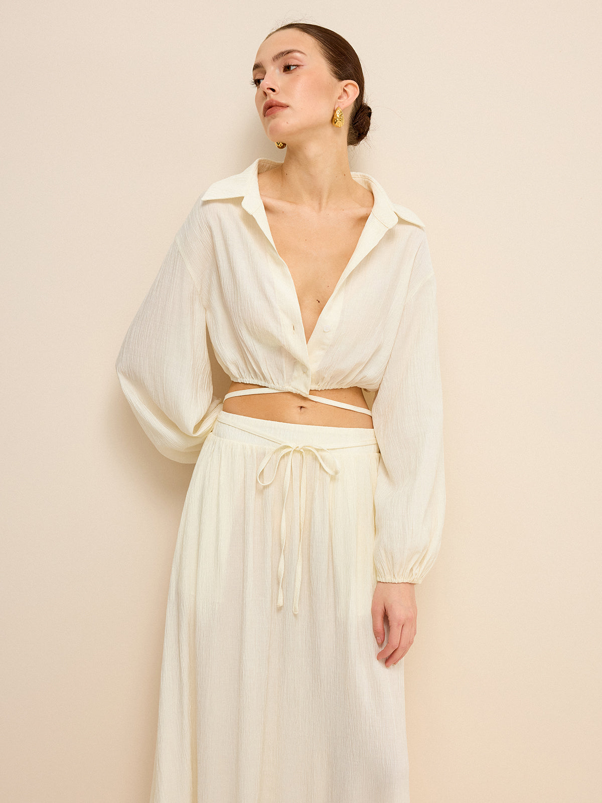 Cropped Shirt with Crisscross Tie-Back