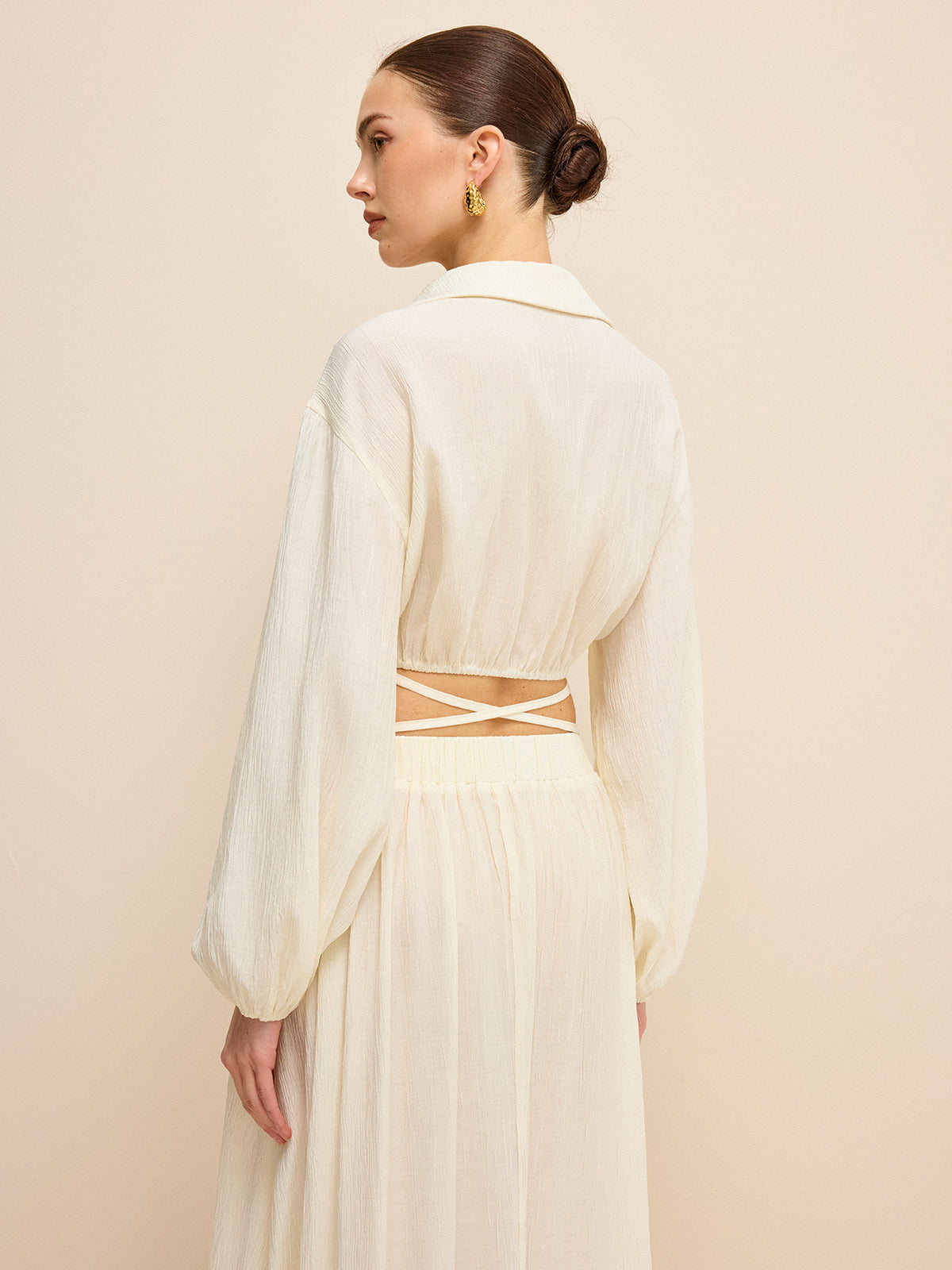 Cropped Shirt with Crisscross Tie-Back