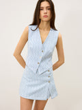 Ensemble jupe boutonnée à rayures
