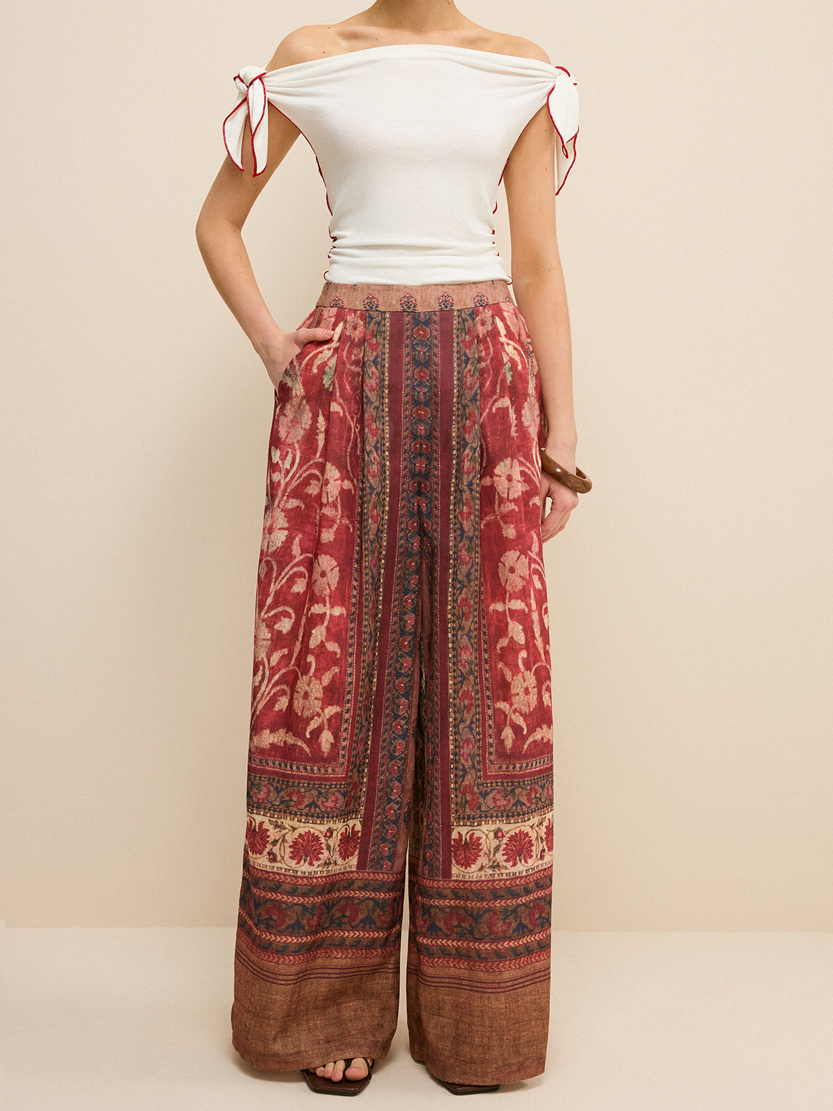 Pantalon ample à imprimé bohème