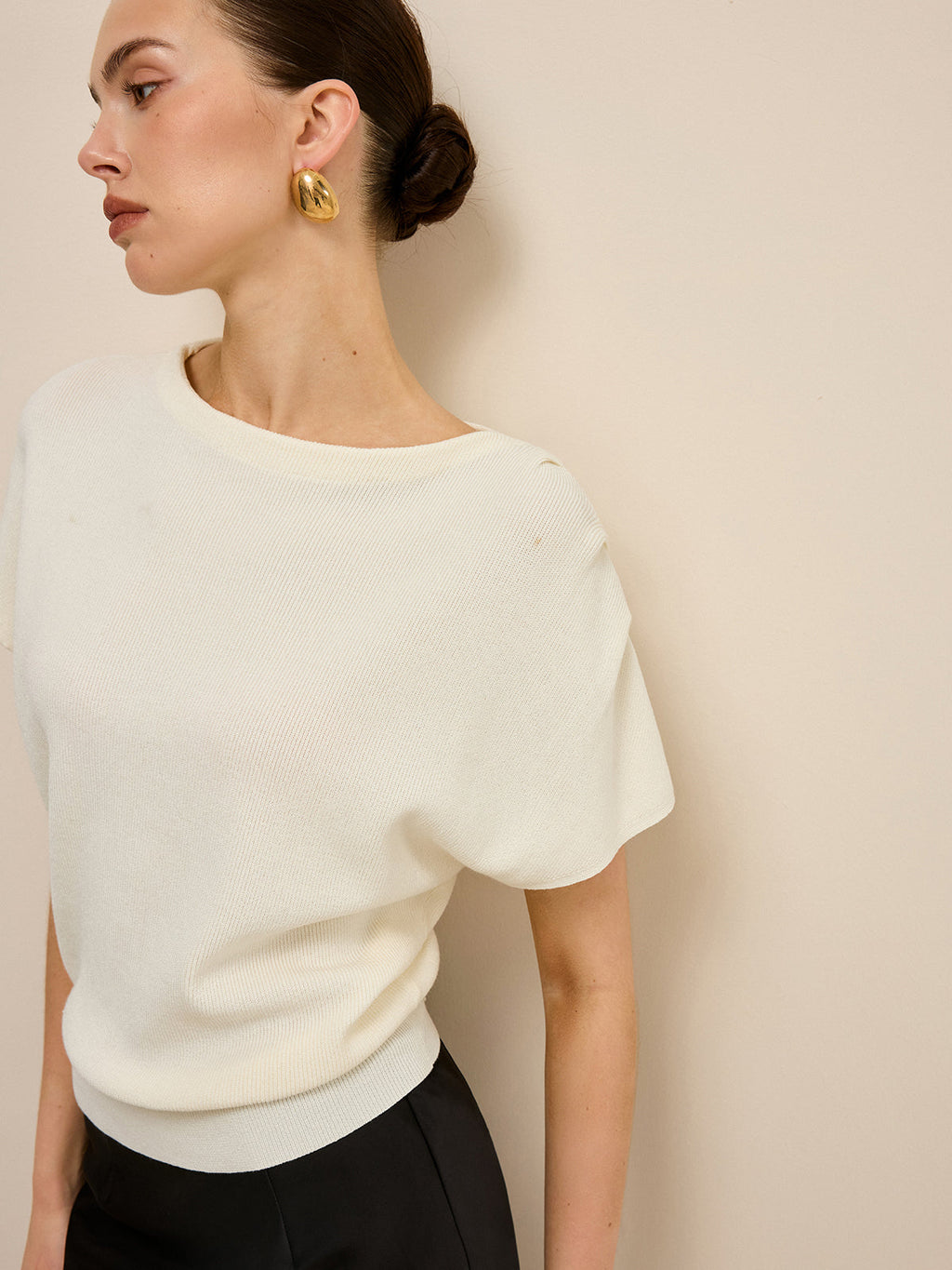 Elastischer Saum Strickoberteil