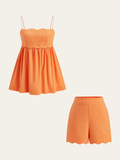 Ensemble caraco et short à ourlet festonné