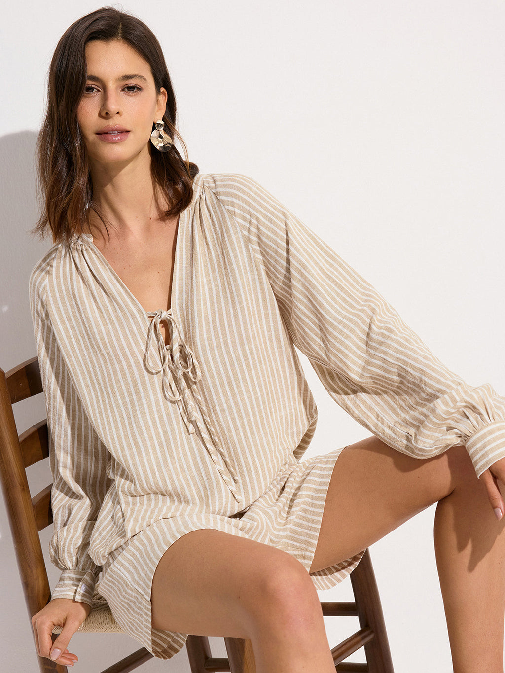 Striped Linen & Cotton Shorts Set