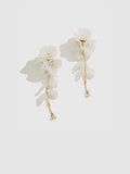 Boucles d'oreilles pendantes irisées motif floral