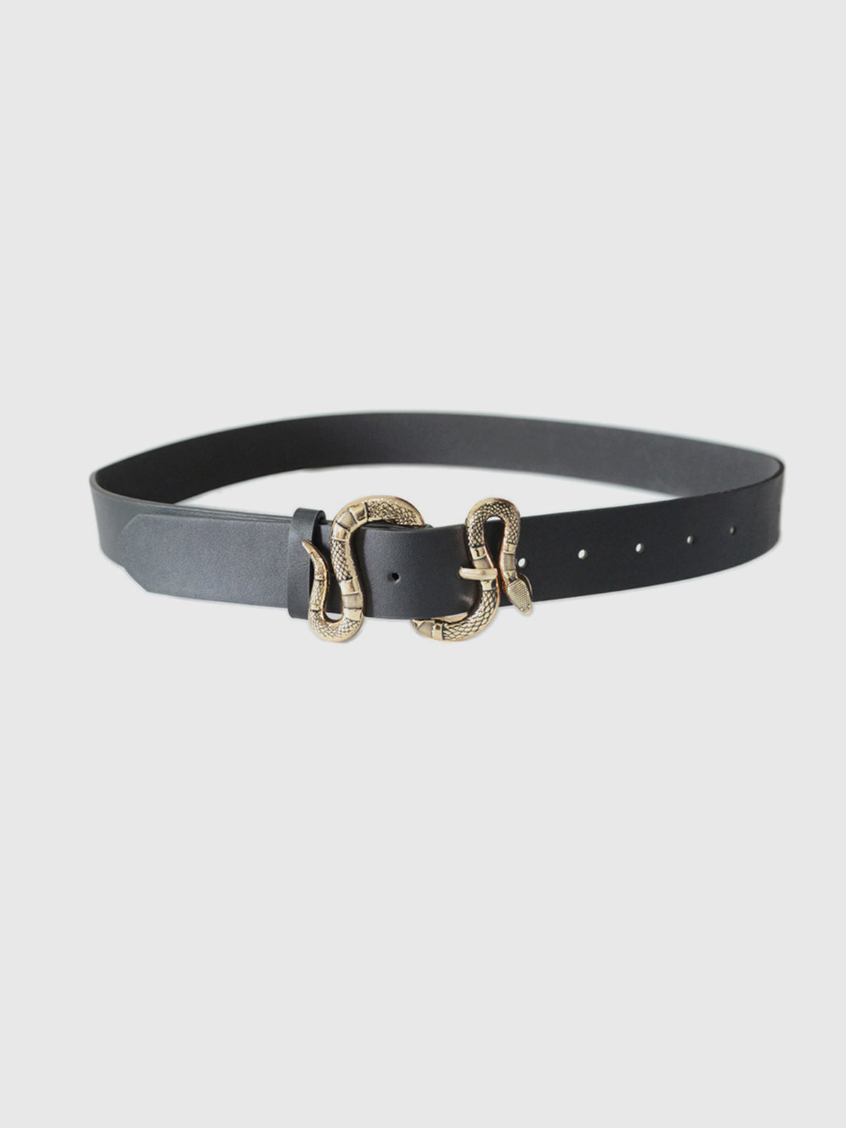 Snake Buckle Leather Belt