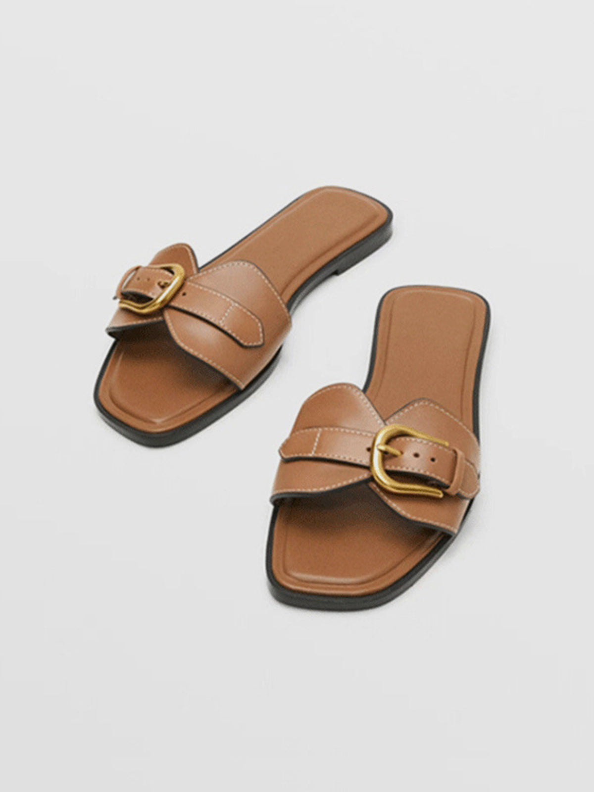 Buckled Strap Slide Sandals