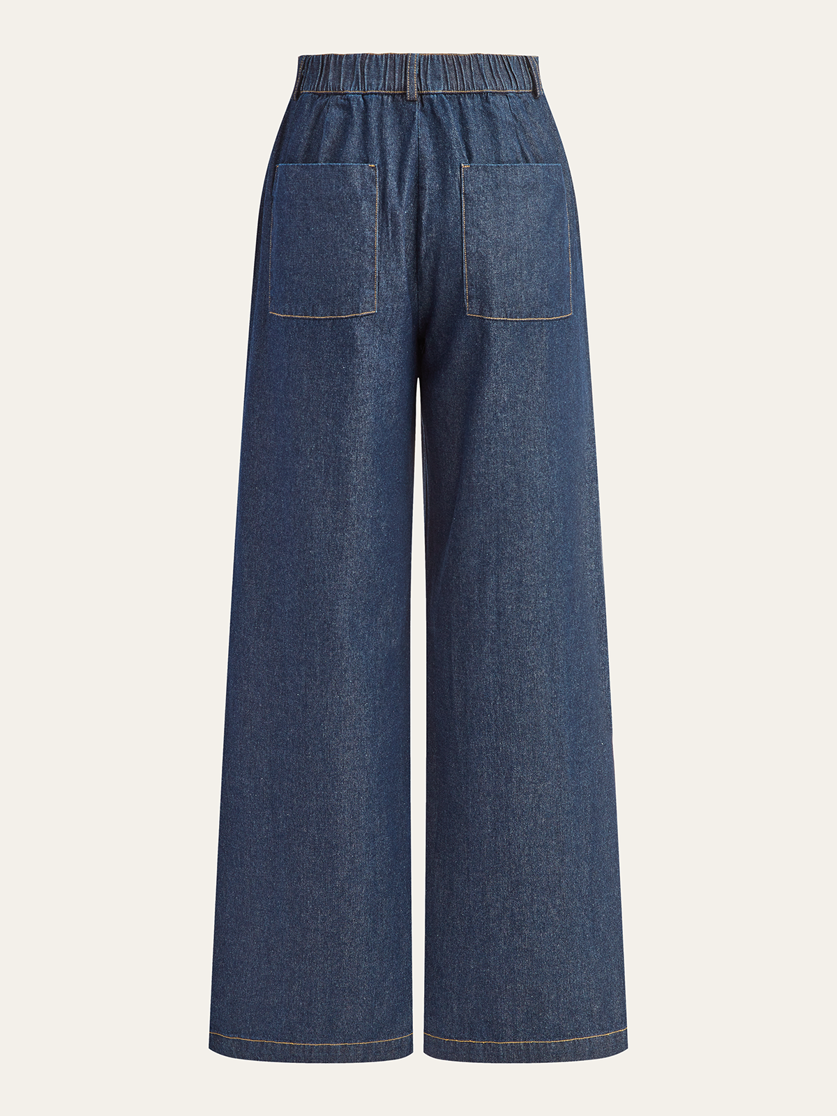 Pantalon en denim à taille mi-haute et jambes larges 