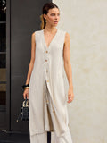 Chemise longue en lin et coton rayé