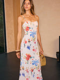 Semi-transparentes Maxikleid mit Blumenmuster