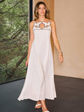 Maxikleid aus Leinen & Baumwolle mit Cut-Outs