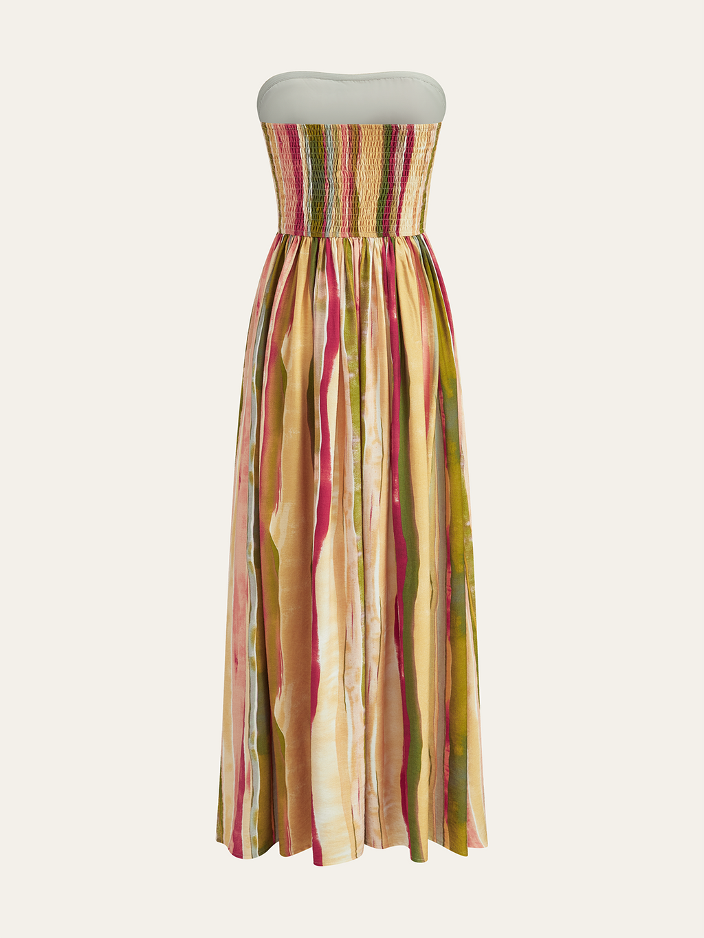 Robe longue bustier en coton à rayures colorées