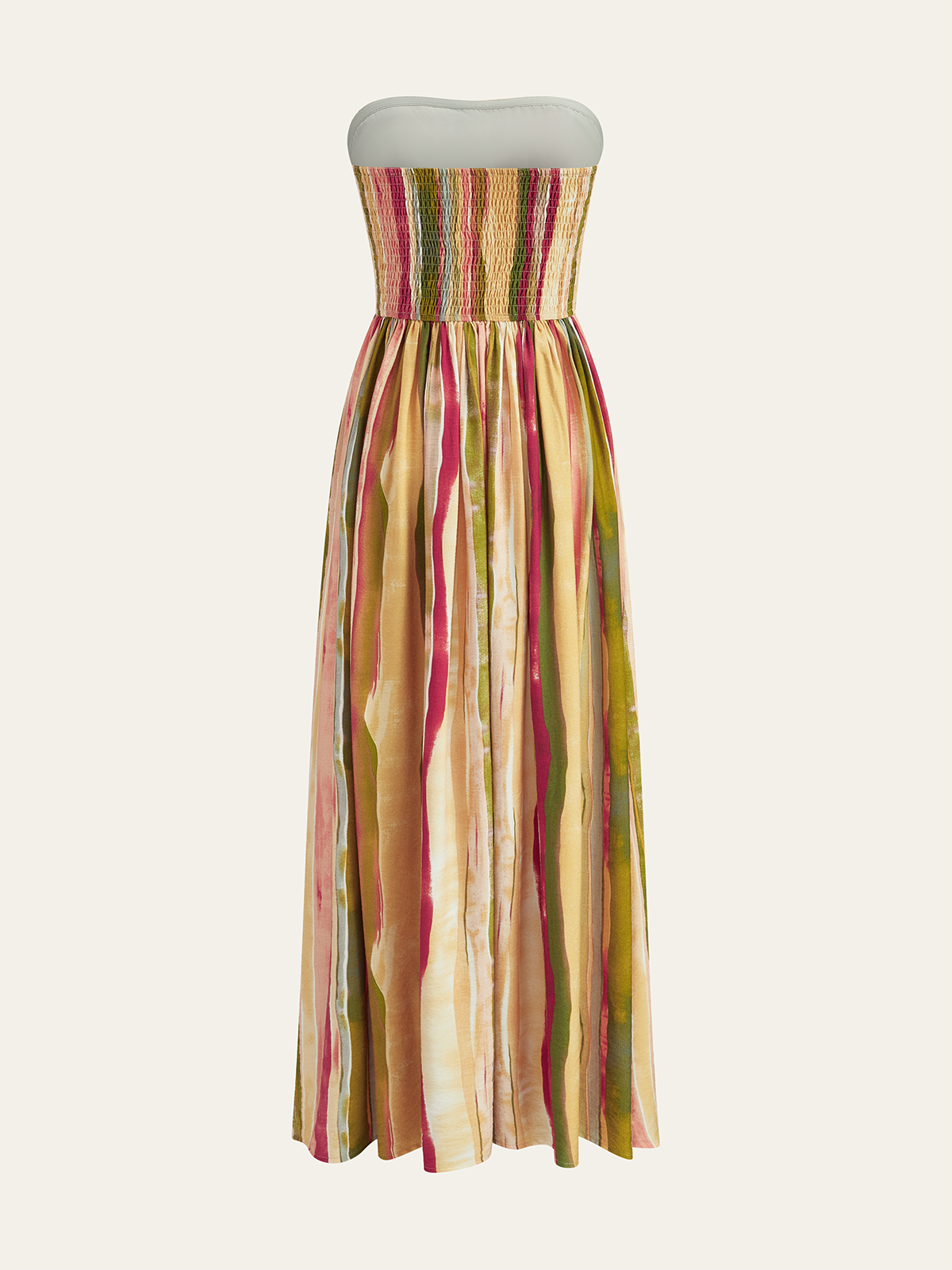 Robe longue bustier en coton à rayures colorées