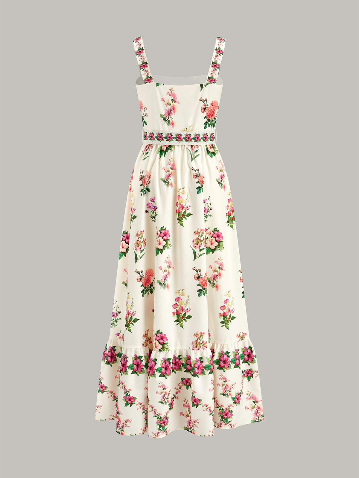Floral Print Belted Midi Dress