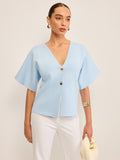 Cardigan en maille boutonnée col en V