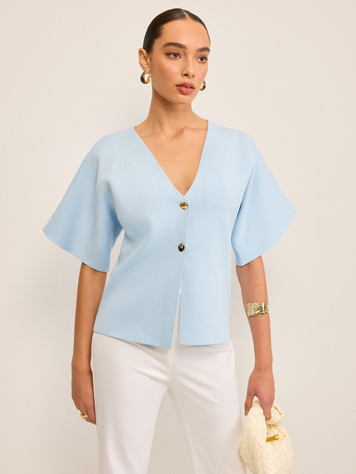 Cardigan en maille boutonnée col en V