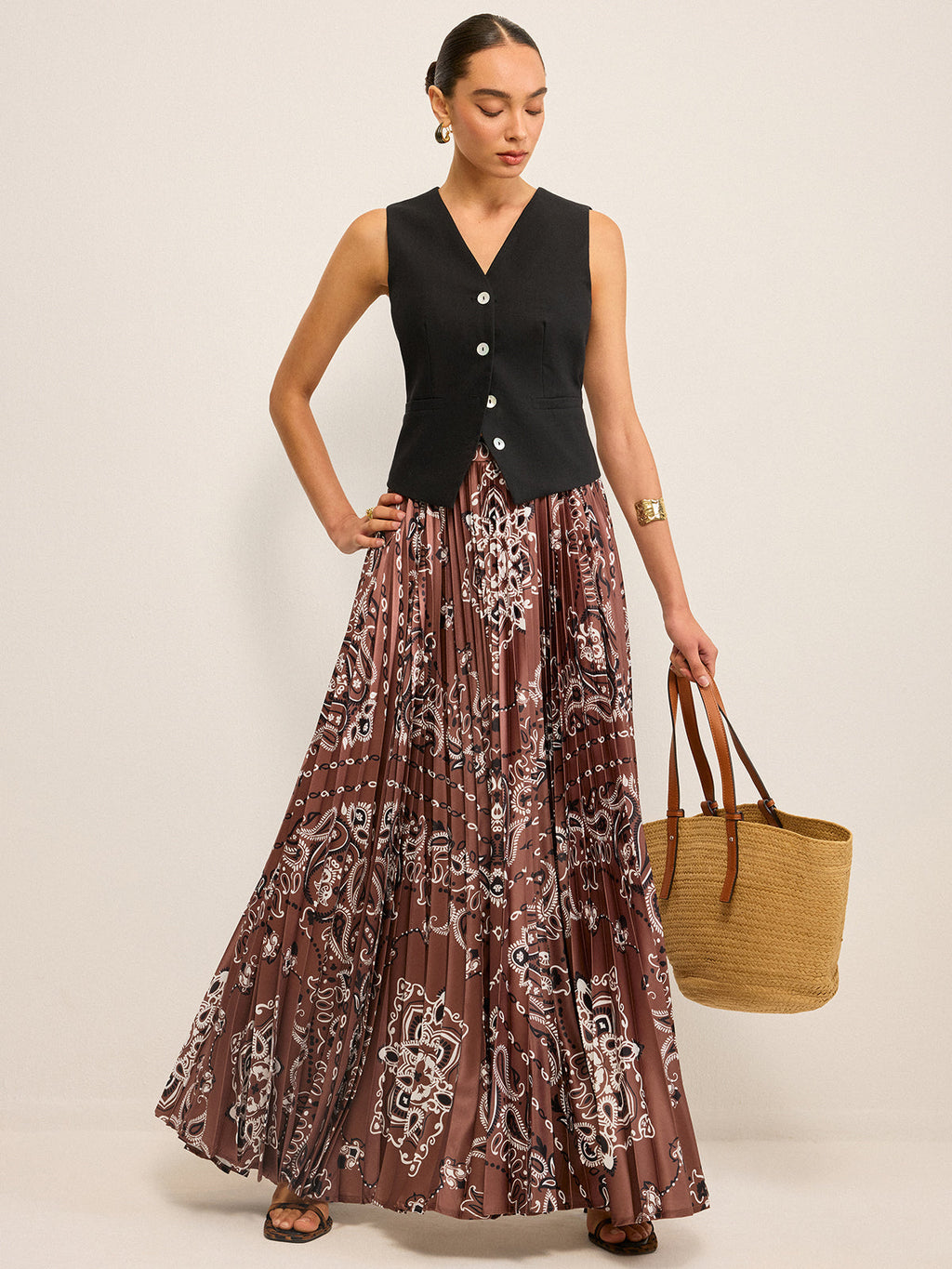 Boho Pleated Maxi Skir