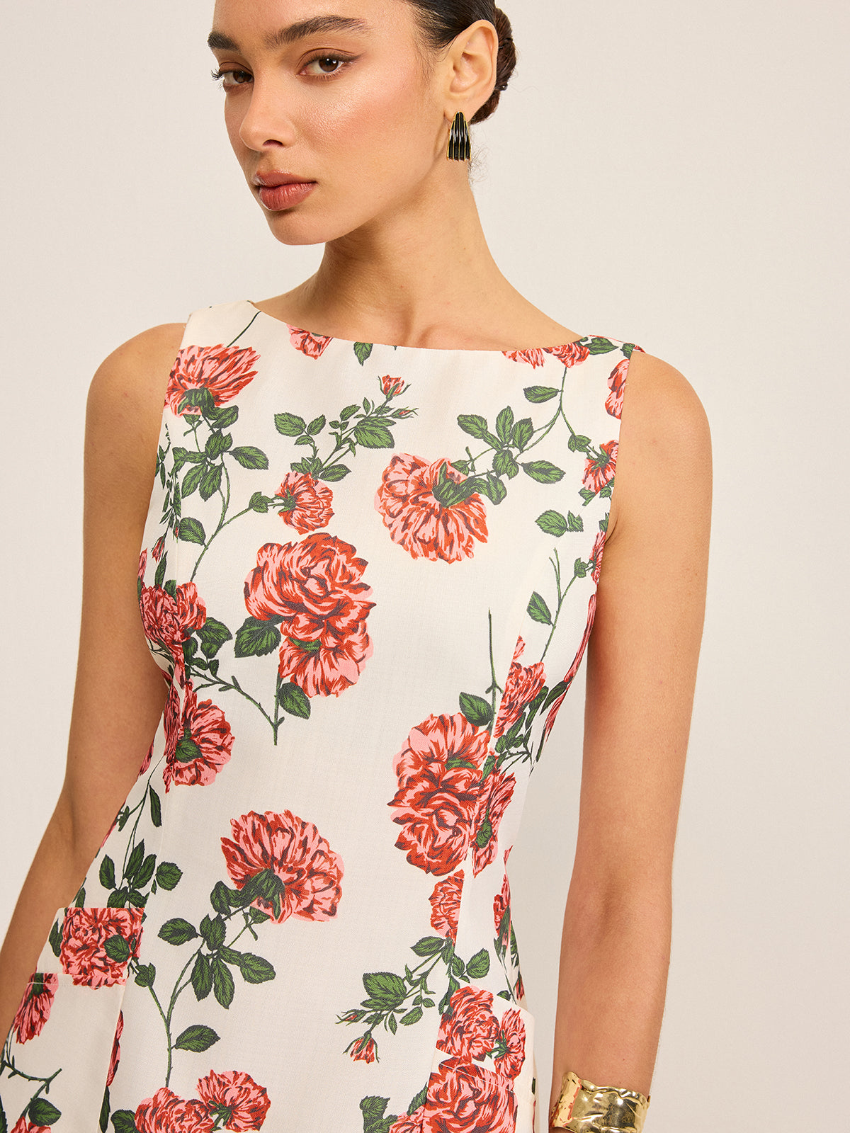 Robe droite imprimée à fleurs 
