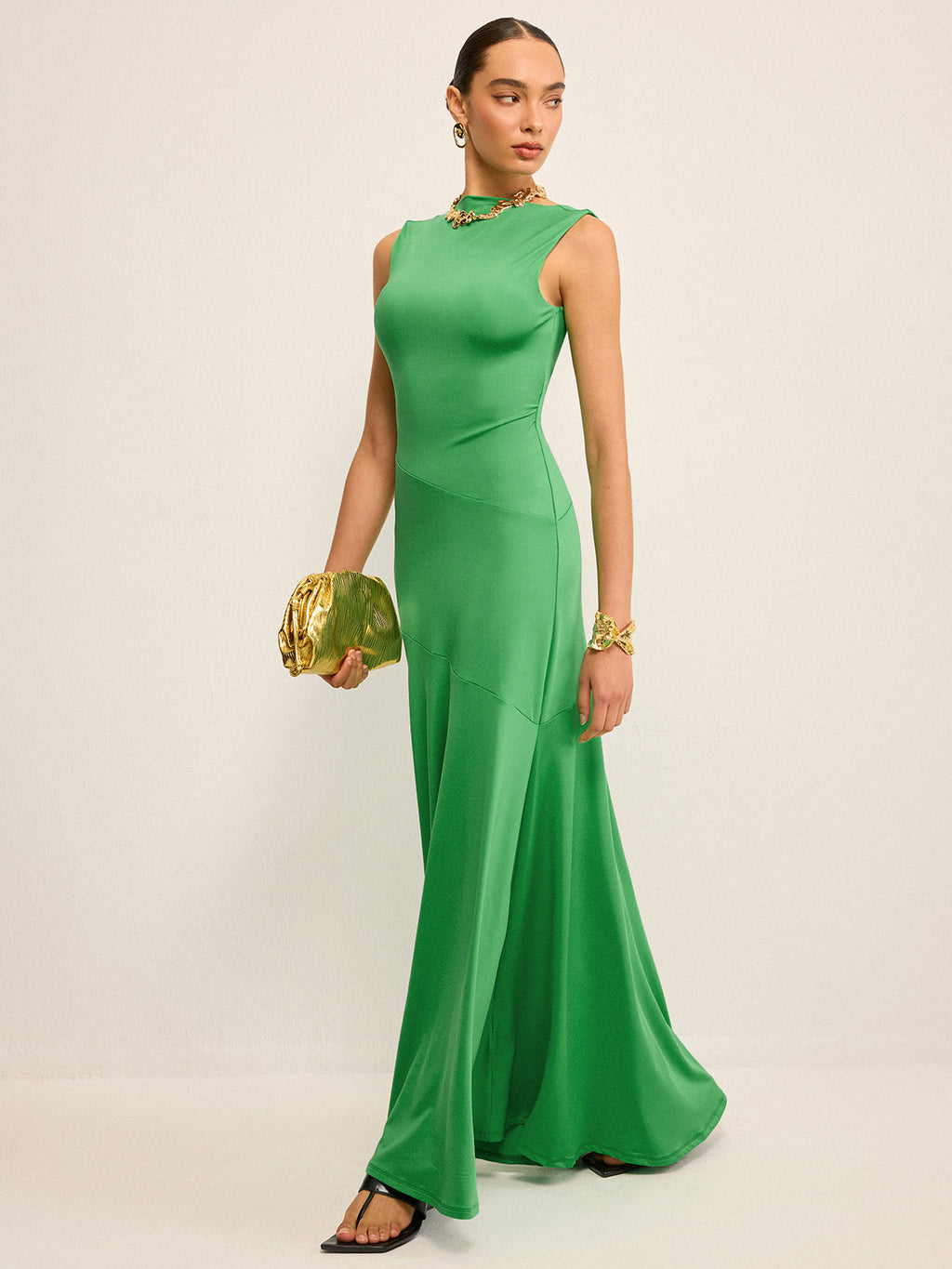 Ärmelloses, rückenfreies Maxikleid