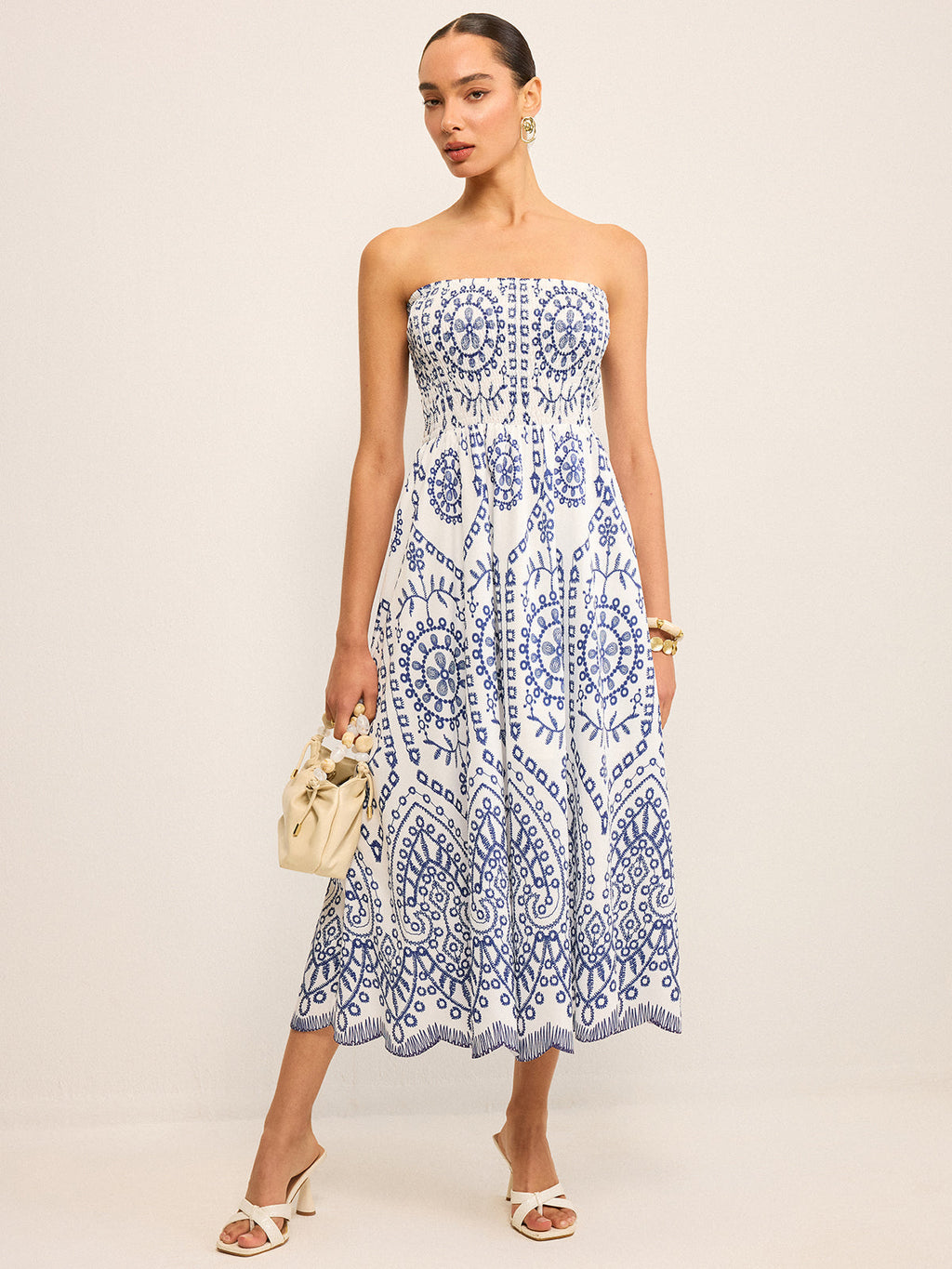 Trägerloses Boho-Maxikleid
