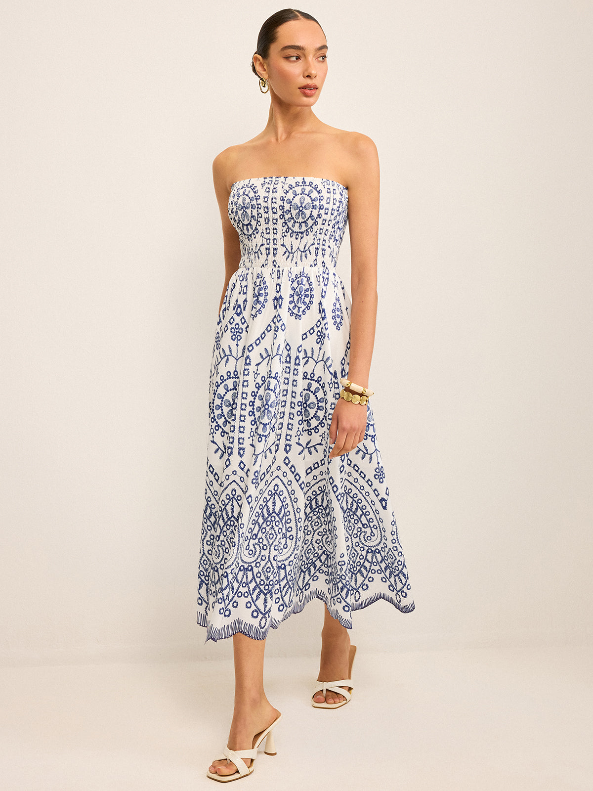 Trägerloses Boho-Maxikleid