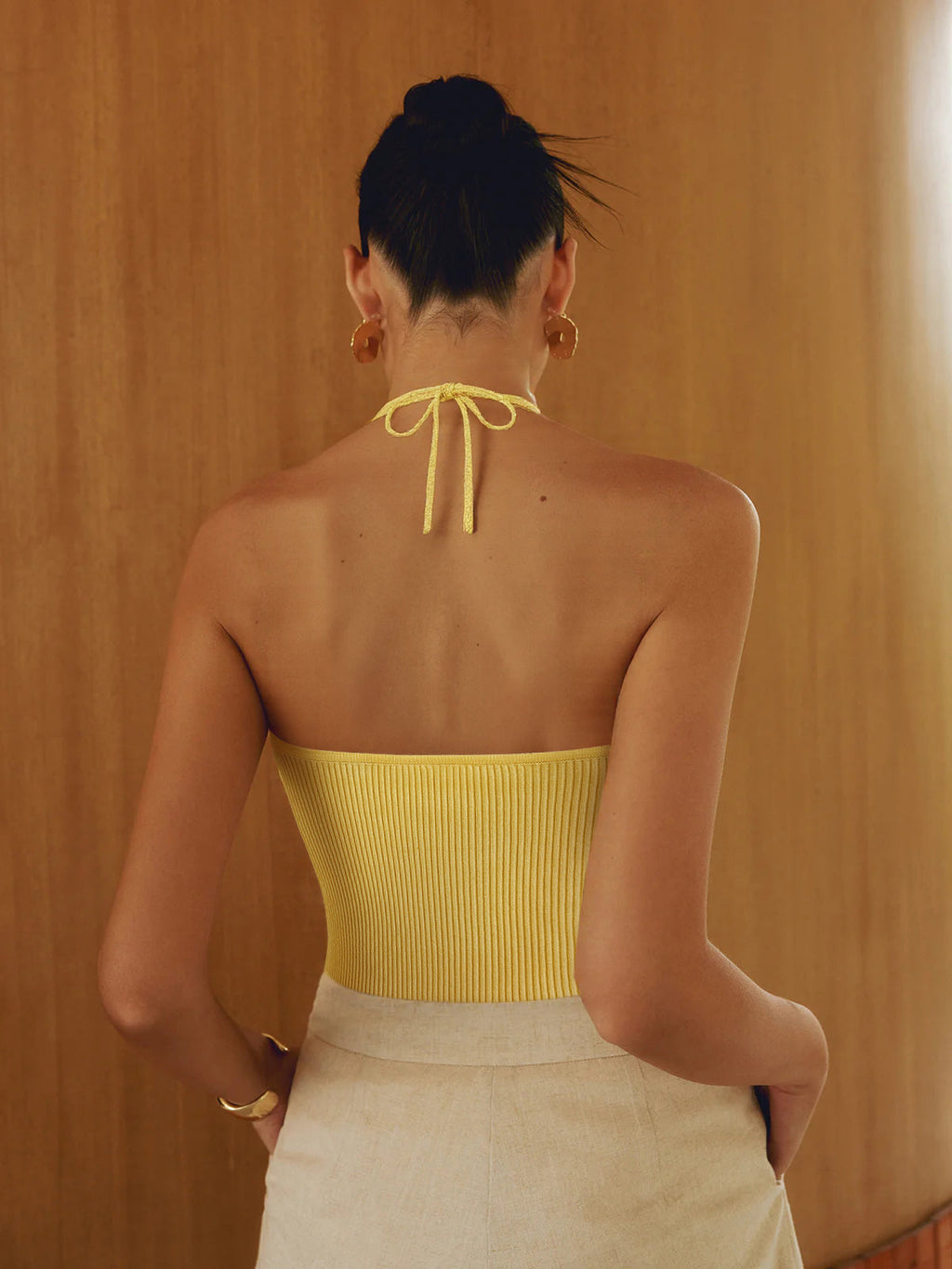 Geripptes Neckholder-Croptop