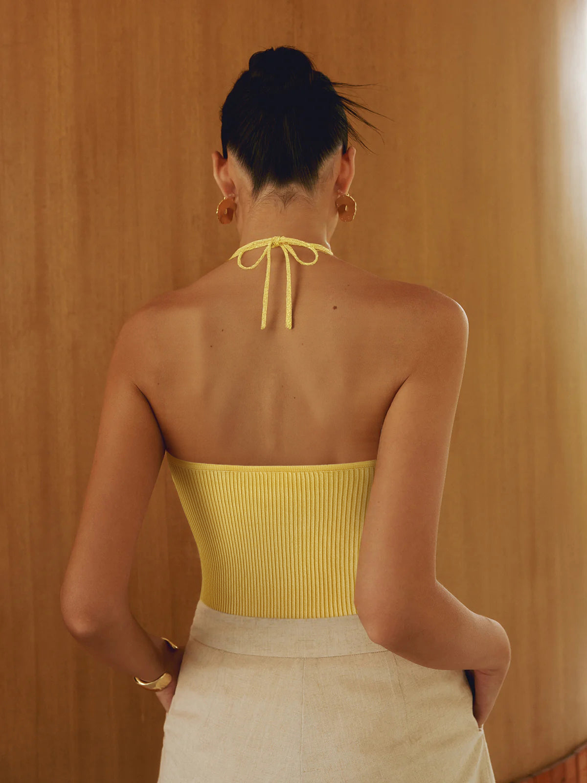Geripptes Neckholder-Croptop