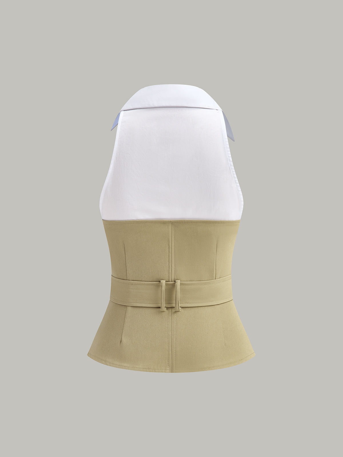 Belted Collared Sleeveless Top