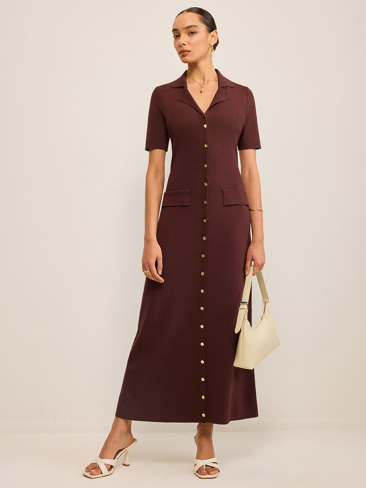 Pocketed Button-Front Maxi Dress