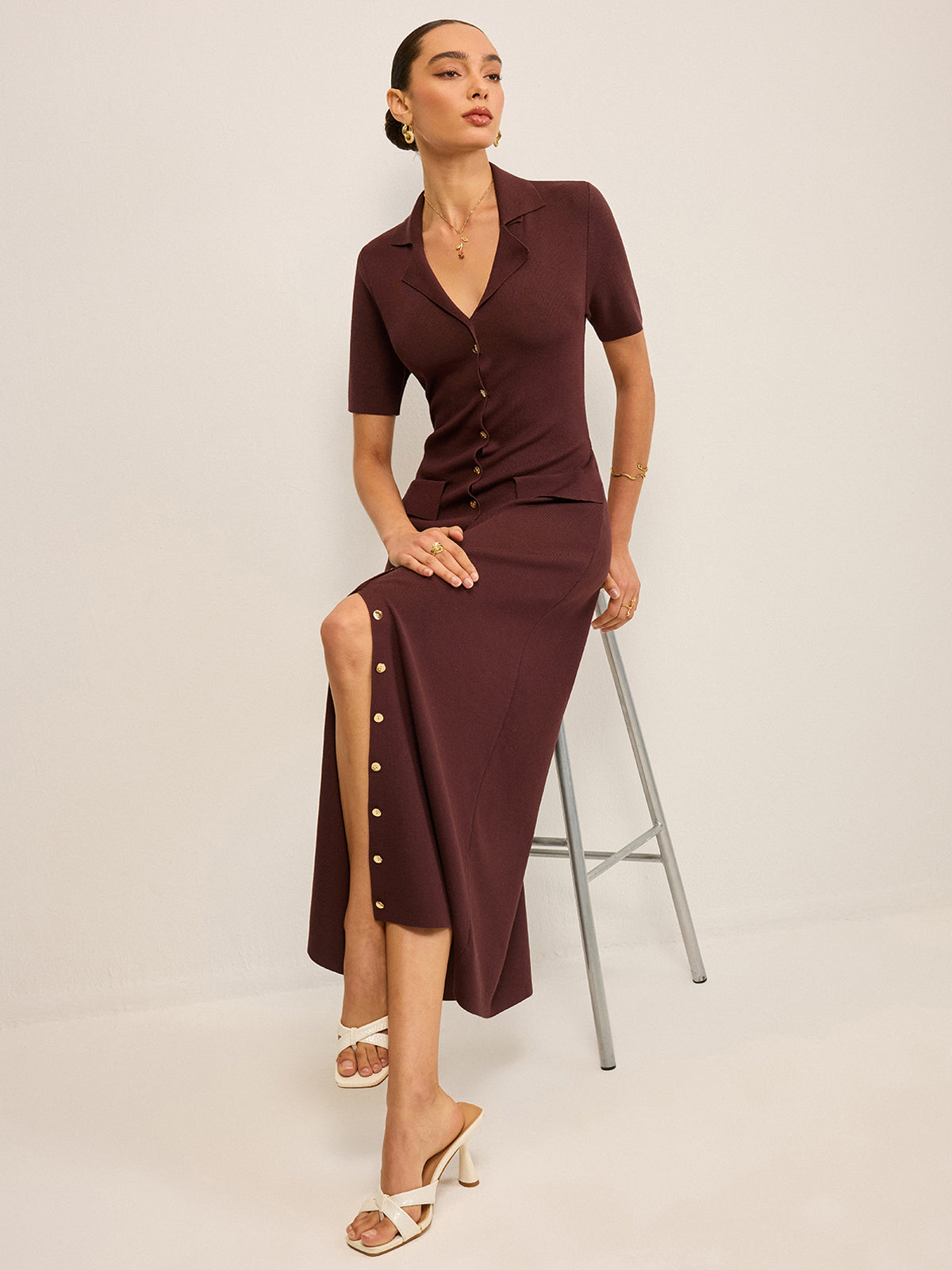 Pocketed Button-Front Maxi Dress