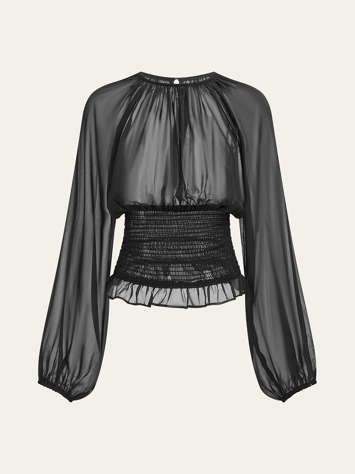 Chiffonbluse mit gesmokter Taille