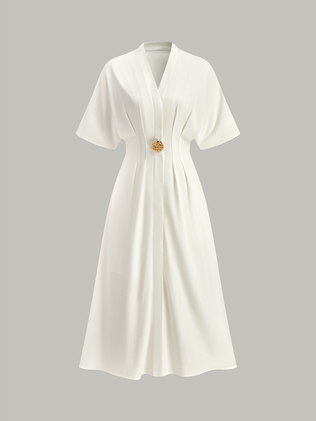 Midikleid mit V-Ausschnitt und Metalldekor