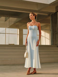 Color Block Detachable Strap Maxi Dress